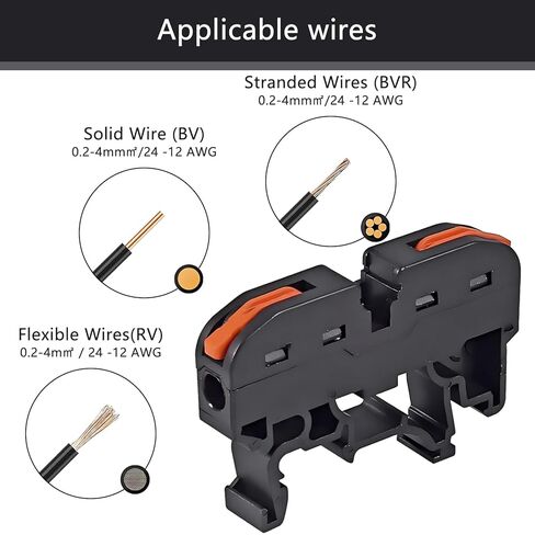 20PCS DIN Rail Terminal Blocks Kit, Inline Universal Compact Wire Wiring Connector, 20 Connectors, 2pcs Connection Bar, 2pcs Digital Identification, 20pcs Screws, 28-12 AWG in Saudi Arabia