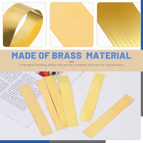 Glarks 10pcs L x W x T 5.9 x 0.98 x 0.012’’ Rectangular Brass Shim Stock Assortment, Brasses Strips Metal Shims Brass Sheet, Shim Stock Sheet for Trim Gap Filler/DIY/Industrial Use in Saudi Arabia