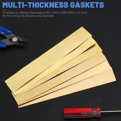 Glarks 10pcs L x W x T 5.9 x 0.98 x 0.012’’ Rectangular Brass Shim Stock Assortment, Brasses Strips Metal Shims Brass Sheet, Shim Stock Sheet for Trim Gap Filler/DIY/Industrial Use in Saudi Arabia