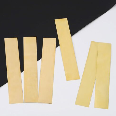 Glarks 10pcs L x W x T 5.9 x 0.98 x 0.012’’ Rectangular Brass Shim Stock Assortment, Brasses Strips Metal Shims Brass Sheet, Shim Stock Sheet for Trim Gap Filler/DIY/Industrial Use in Saudi Arabia