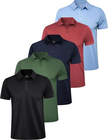OYGSieg 5 Pack Polo Shirts for Men Quick Dry Short Sleeve T-Shirts Performance Mens Golf Shirts for Work Athletic in Saudi Arabia