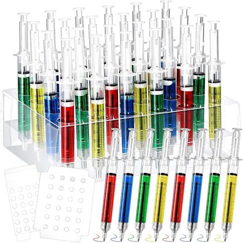 24 Pcs Syringe Pens Retractable Nurse Pens Bulk with Plastic Display Box Novelty Fun Medical Blood Ballpoint Gift for Nursing Student School Supplies Doctor Pretend Party Favors(Red Color) in Saudi Arabia