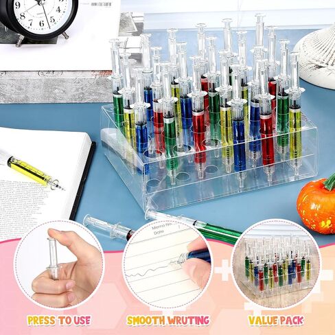 24 Pcs Syringe Pens Retractable Nurse Pens Bulk with Plastic Display Box Novelty Fun Medical Blood Ballpoint Gift for Nursing Student School Supplies Doctor Pretend Party Favors(Red Color) in Saudi Arabia