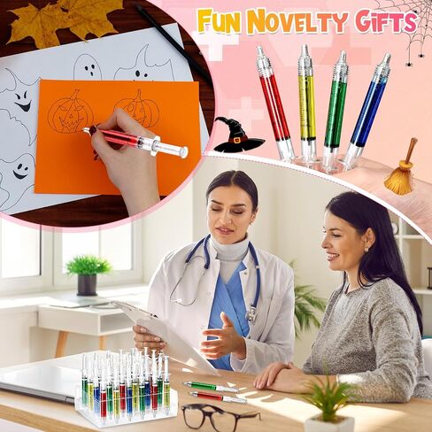 24 Pcs Syringe Pens Retractable Nurse Pens Bulk with Plastic Display Box Novelty Fun Medical Blood Ballpoint Gift for Nursing Student School Supplies Doctor Pretend Party Favors(Red Color) in Saudi Arabia