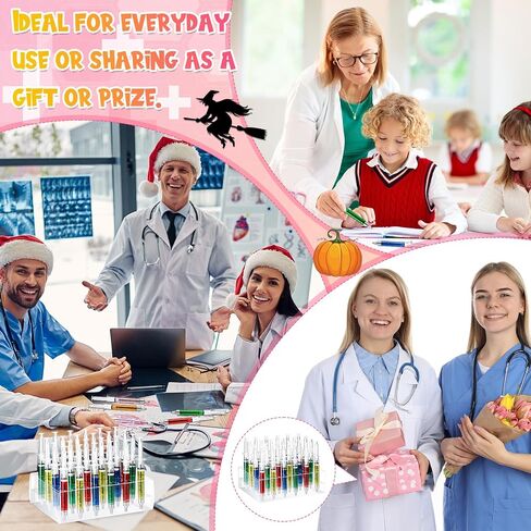 24 Pcs Syringe Pens Retractable Nurse Pens Bulk with Plastic Display Box Novelty Fun Medical Blood Ballpoint Gift for Nursing Student School Supplies Doctor Pretend Party Favors(Red Color) in Saudi Arabia