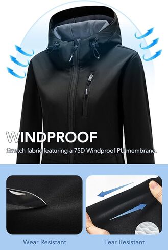 FARVALUE WOMENS خفيفة الوزن سترة ناعمة سترة مقنعين معطف مقاوم للرياح معطف المشي لمسافات طويلة معزولة المشي لمسافات طويلة in Kuwait