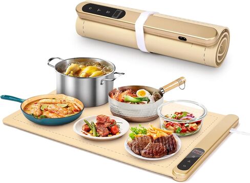 Upgrade Graphene Heating Mat for Food - 24x14.5 Inch Large Electric Warming Tray with 6 Temp Settings & Timer, Auto Shut-Off, Portable Silicone Warmer for Parties, Buffets, Camping in Saudi Arabia