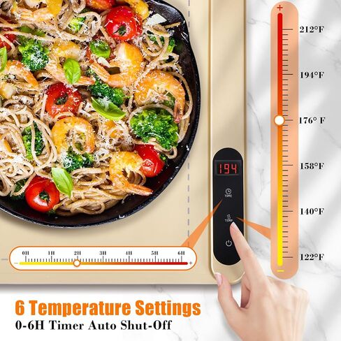 Upgrade Graphene Heating Mat for Food - 24x14.5 Inch Large Electric Warming Tray with 6 Temp Settings & Timer, Auto Shut-Off, Portable Silicone Warmer for Parties, Buffets, Camping in Saudi Arabia