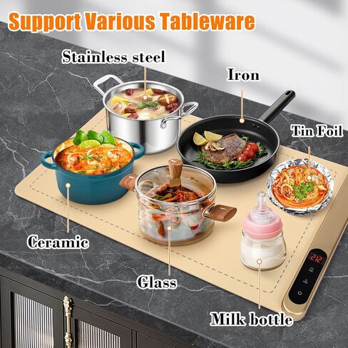 Upgrade Graphene Heating Mat for Food - 24x14.5 Inch Large Electric Warming Tray with 6 Temp Settings & Timer, Auto Shut-Off, Portable Silicone Warmer for Parties, Buffets, Camping in Saudi Arabia