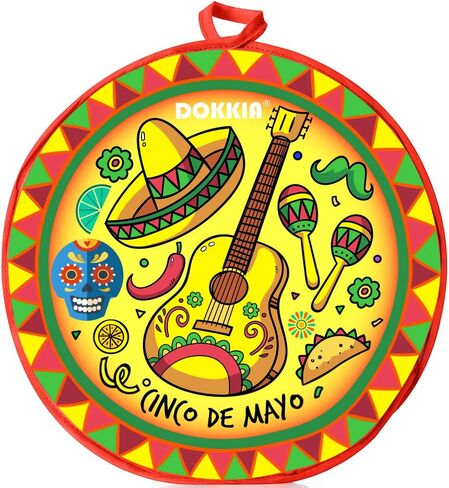 SOKKIA Tortilla Warmer Taco 12 Inch Insulated Cloth Pouch - Microwave Use Fabric Bag to Keep Food Warm and Fresh (Hot Red Chili Pepper Carnival White) in Kuwait