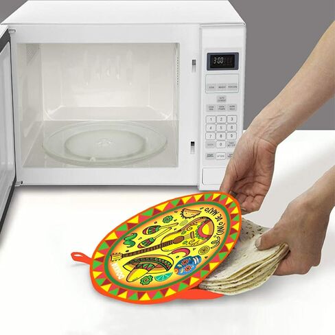 SOKKIA Tortilla Warmer Taco 12 Inch Insulated Cloth Pouch - Microwave Use Fabric Bag to Keep Food Warm and Fresh (Hot Red Chili Pepper Carnival White) in Kuwait