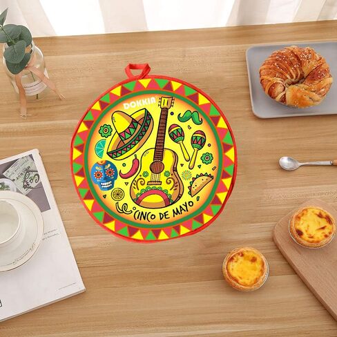 SOKKIA Tortilla Warmer Taco 12 Inch Insulated Cloth Pouch - Microwave Use Fabric Bag to Keep Food Warm and Fresh (Hot Red Chili Pepper Carnival White) in Kuwait