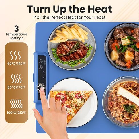 Extra Large Warming Mat for Food with Auto Shut-Off, Child Lock, Portable, Foldable Electric Warming Tray for Safe Countertop Use - Fast Heating Premium Food Heating Mat (White, XL-6 Dishes) in Saudi Arabia