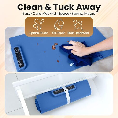 Extra Large Warming Mat for Food with Auto Shut-Off, Child Lock, Portable, Foldable Electric Warming Tray for Safe Countertop Use - Fast Heating Premium Food Heating Mat (White, XL-6 Dishes) in Saudi Arabia