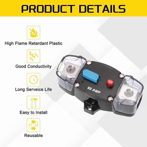Dmiotech 1 مجموعة 12-48V 250A قاطع الدائرة ، يدويًا مفتاح حماية الحمل الزائد مع سداسي وجع ميني الكسور الكهربائية حامل الصمامات للقوارب RV CAR in Saudi Arabia