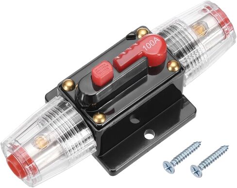 Dmiotech 2 Pack 80a Circuit Breaker ، 12-48V DC Automotive Inline Fuse Houndters inverter مع زر إعادة ضبط يدوي ومسامير لحماية نظام الصوت البحري الزائد in Saudi Arabia