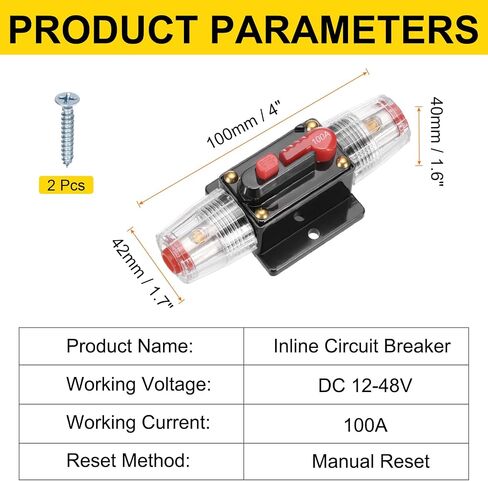 Dmiotech 2 Pack 80a Circuit Breaker ، 12-48V DC Automotive Inline Fuse Houndters inverter مع زر إعادة ضبط يدوي ومسامير لحماية نظام الصوت البحري الزائد in Saudi Arabia
