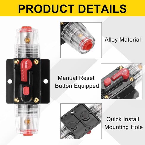 Dmiotech 2 Pack 80a Circuit Breaker ، 12-48V DC Automotive Inline Fuse Houndters inverter مع زر إعادة ضبط يدوي ومسامير لحماية نظام الصوت البحري الزائد in Saudi Arabia