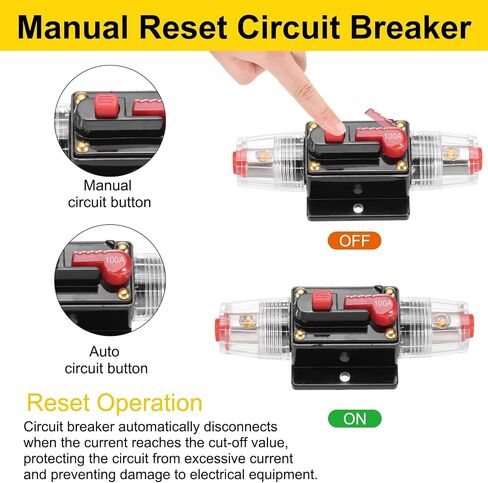Dmiotech 2 Pack 80a Circuit Breaker ، 12-48V DC Automotive Inline Fuse Houndters inverter مع زر إعادة ضبط يدوي ومسامير لحماية نظام الصوت البحري الزائد in Saudi Arabia