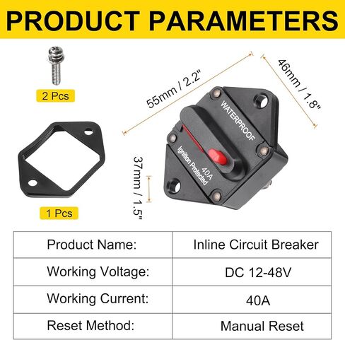 Dmiotech 80a قاطع الدائرة ، 12-48 فولت DC حاملي الصمامات المضمونة على الإنترنت العاكس مع قذيفة مطاطية زر إعادة تعيين لنظام الصوت البحري للحماية الزائدة in Saudi Arabia