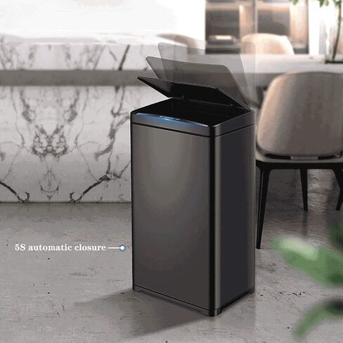 13 Gallon Stainless Steel Automatic Trash Can Large Metal Indoor Trash Can with Lid, Powered by Batteries (not Included)(D) in Saudi Arabia