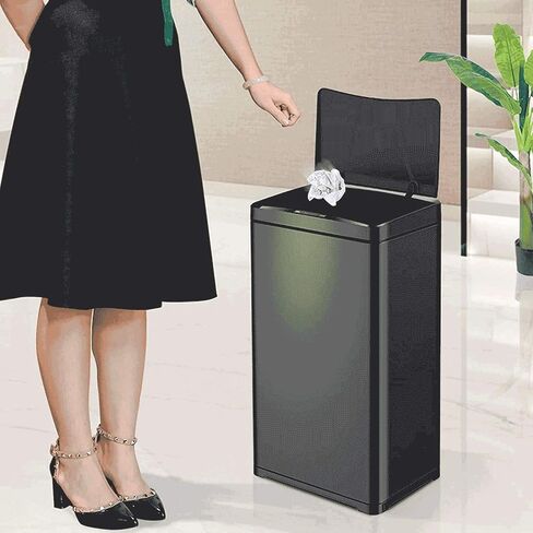 13 Gallon Stainless Steel Automatic Trash Can Large Metal Indoor Trash Can with Lid, Powered by Batteries (not Included)(D) in Saudi Arabia