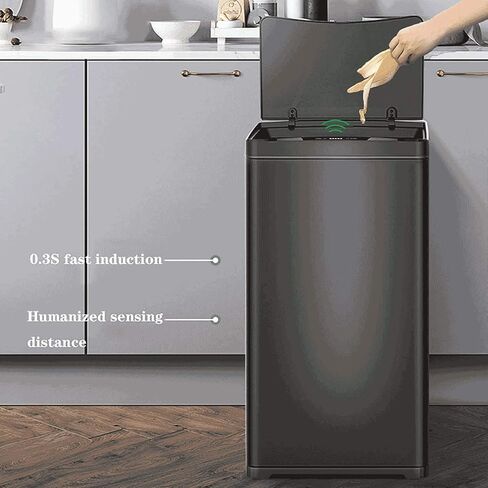 13 Gallon Stainless Steel Automatic Trash Can Large Metal Indoor Trash Can with Lid, Powered by Batteries (not Included)(D) in Saudi Arabia