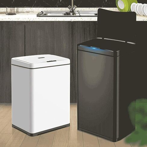13 Gallon Stainless Steel Automatic Trash Can Large Metal Indoor Trash Can with Lid, Powered by Batteries (not Included)(D) in Saudi Arabia