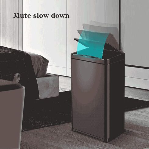 13 Gallon Stainless Steel Automatic Trash Can Large Metal Indoor Trash Can with Lid, Powered by Batteries (not Included)(D) in Saudi Arabia