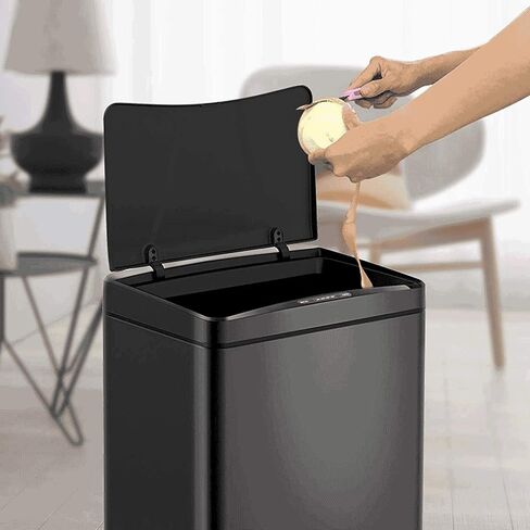 13 Gallon Stainless Steel Automatic Trash Can Large Metal Indoor Trash Can with Lid, Powered by Batteries (not Included)(D) in Saudi Arabia