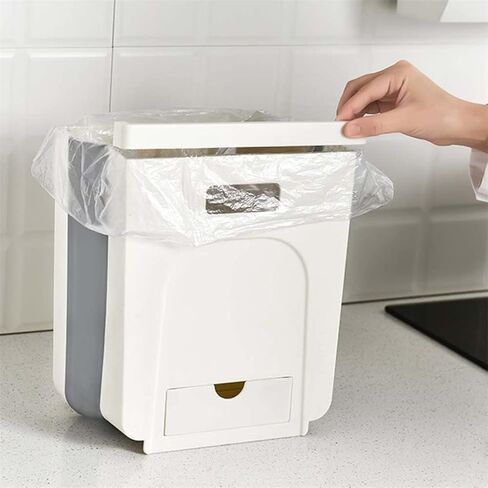 Kitchen Balcony Drawer Hanging Garbage Waste Bin Storage Cabinet Trash Can(White-Dinosaur Doodle4) in Saudi Arabia