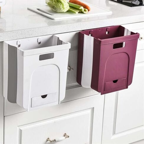 Kitchen Balcony Drawer Hanging Garbage Waste Bin Storage Cabinet Trash Can(White-Dinosaur Doodle4) in Saudi Arabia
