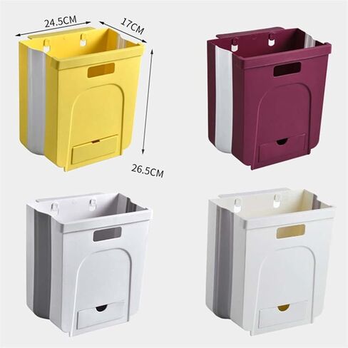 Kitchen Balcony Drawer Hanging Garbage Waste Bin Storage Cabinet Trash Can(White-Dinosaur Doodle4) in Saudi Arabia