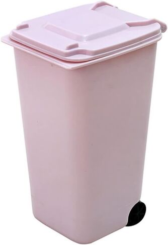 Mini Desktop Trash Can 4color Garbage Storage Box Living Room Coffee Table with Cover Small Paper Basket Plastic Garbage Bag(Blue) in Saudi Arabia