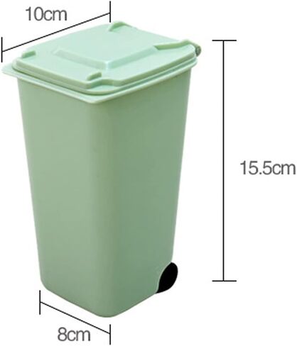 Mini Desktop Trash Can 4color Garbage Storage Box Living Room Coffee Table with Cover Small Paper Basket Plastic Garbage Bag(Blue) in Saudi Arabia
