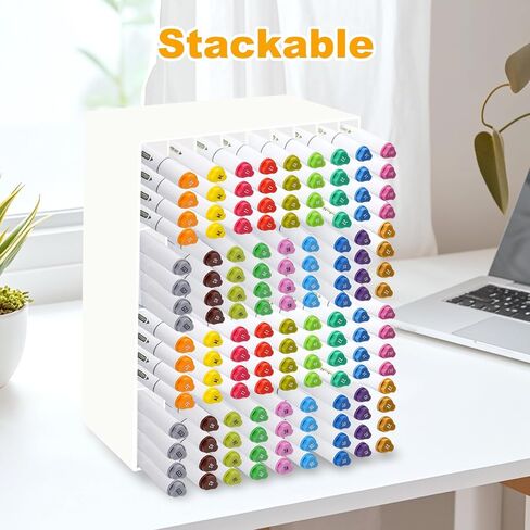 Acrylic Marker Organizer Desktop Storage Hold 72 Marker, Clear Pencil Holder Markers Pens Display Stand Art Brushes Stationary Organizer with 18 Compartments for Desk Home Office in Kuwait