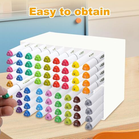 Acrylic Marker Organizer Desktop Storage Hold 72 Marker, Clear Pencil Holder Markers Pens Display Stand Art Brushes Stationary Organizer with 18 Compartments for Desk Home Office in Kuwait