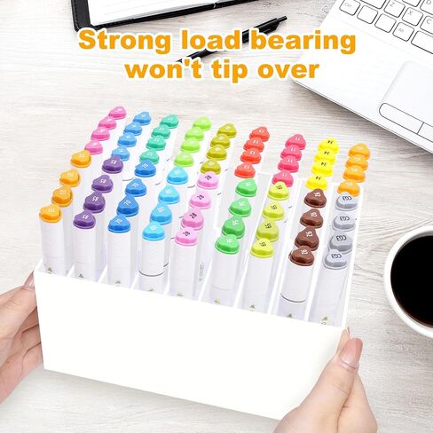 Acrylic Marker Organizer Desktop Storage Hold 72 Marker, Clear Pencil Holder Markers Pens Display Stand Art Brushes Stationary Organizer with 18 Compartments for Desk Home Office in Kuwait
