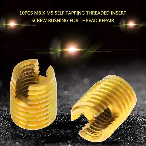 Brass Bushing Bushings and Inserts 10pcs M8 X M5 Self Tapping Threaded Insert 302 Slotted Type Screw Bushing for Thread Repair in Saudi Arabia