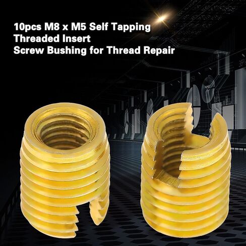 Brass Bushing Bushings and Inserts 10pcs M8 X M5 Self Tapping Threaded Insert 302 Slotted Type Screw Bushing for Thread Repair in Saudi Arabia