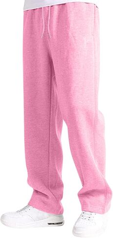 Boys Baggy Sweatpants Straight Leg Open Bottom Casual Pants Elastic Waist Athletic Joggers Sweat Pants with Pocket in Saudi Arabia