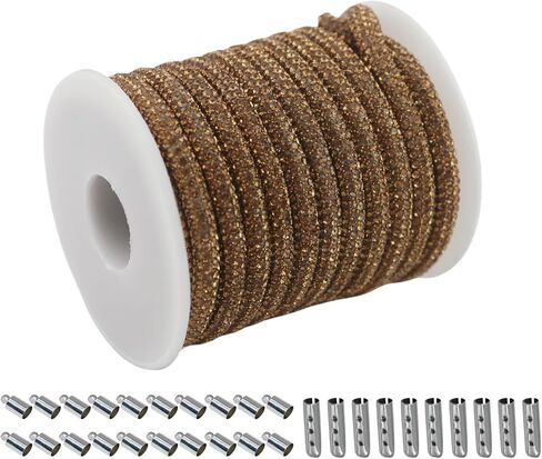 Pamir Tong Rhinestone Glitter Rope 6 Yards 6mm Bling Laces String Shine String for Commit-Lays-Adding-Jewerlry Making DIY (Silver) in Saudi Arabia
