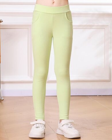 Girls Leggings Cotton Pants Stretchy Tight Toddler Basic Casual Legging with Pockets 5-13years in Saudi Arabia