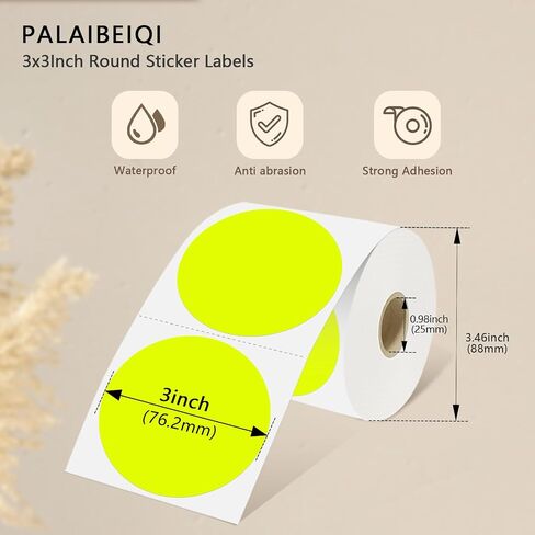 3 X 3 Inch Round Thermal Labels Circle Color Coding Labels Printable Waterproof 500PCS Round Stickers Adhesive Writable for Office, Garage, DIY Sticker, Barcodes, Name Tag, Fluorescent Pink in Saudi Arabia