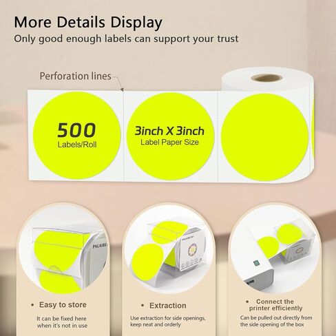 3 X 3 Inch Round Thermal Labels Circle Color Coding Labels Printable Waterproof 500PCS Round Stickers Adhesive Writable for Office, Garage, DIY Sticker, Barcodes, Name Tag, Fluorescent Pink in Saudi Arabia