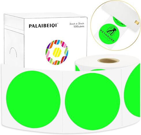 3 X 3 Inch Round Thermal Labels Circle Color Coding Labels Printable Waterproof 500PCS Round Stickers Adhesive Writable for Office, Garage, DIY Sticker, Barcodes, Name Tag, Fluorescent Pink in Saudi Arabia
