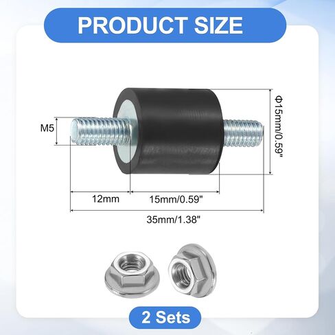 UXCELL 2PCS M6 × 18 ملم حوامل مطاطية ، 20 × 20 مم أسطواني مضاد للاهتزاز ترصيع in Kuwait