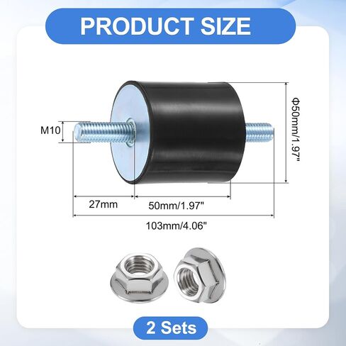 UXCELL 2PCS M6 × 18 ملم حوامل مطاطية ، 20 × 20 مم أسطواني مضاد للاهتزاز ترصيع in Kuwait