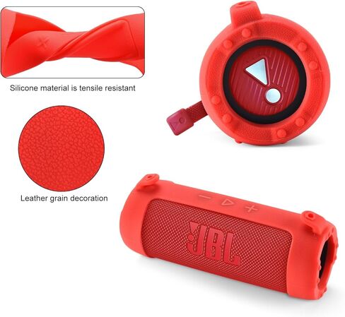 Silicone Case Cover Compatible with JBL Flip 7 Case Portable Wireless Speaker Subwoofer Resistant Drop Crash Adjustable Shoulder Strap Mountaineering Hiking Outdoor Travel Carrying (Black) in Kuwait