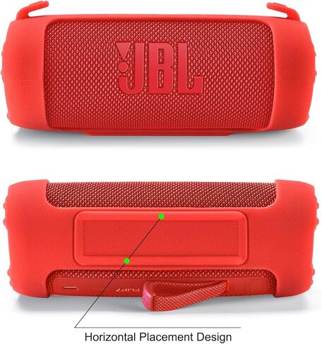 Silicone Case Cover Compatible with JBL Flip 7 Case Portable Wireless Speaker Subwoofer Resistant Drop Crash Adjustable Shoulder Strap Mountaineering Hiking Outdoor Travel Carrying (Black) in Kuwait